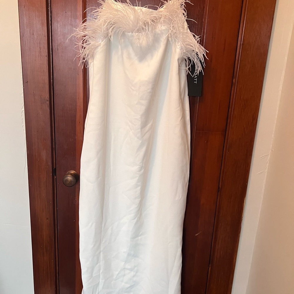 White feather bridal dress